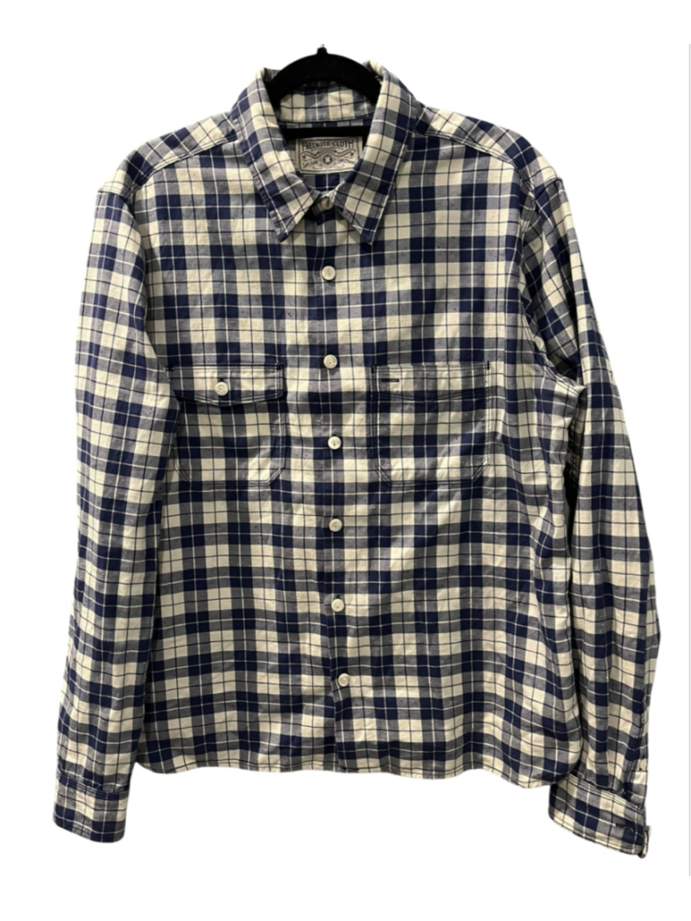Freenote Cloth Wells Shirts L Men Large Indigo Gingham Plaid Flannel Work Button